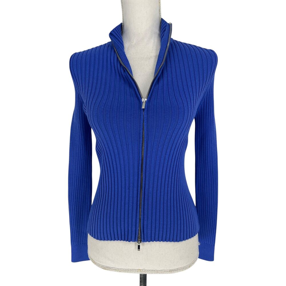 Wolford Concordia Ribbed Knit Zip Cardigan Blue XS - Picture 8 of 16